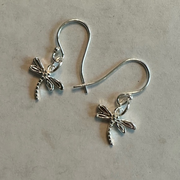 ARTISAN Dragonfly Sterling Silver Fairy Core 1” Long Shepherd Hook Earrings - Picture 3 of 6
